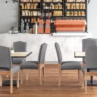 Juego de 4 sillas de comedor con respaldo alto, sillas de cocina, patas de madera maciza, diseño clásico, con botones bronceados, sillones y sillas para salón, asientos tapizados - details 34