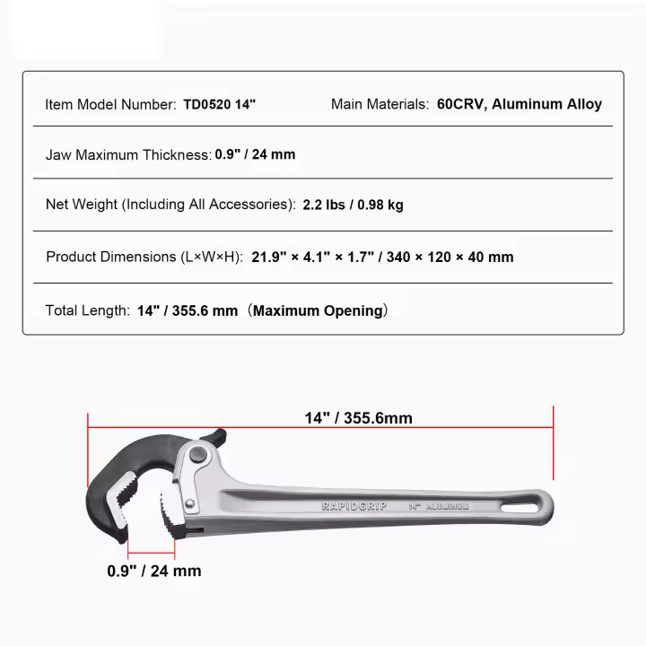 SucceBuy Juego de llaves para tubos, ajustables para plomería, mandíbula de alta resistencia, mango ergonómico, para tuberías de agua y reparaciones de automóviles - 1