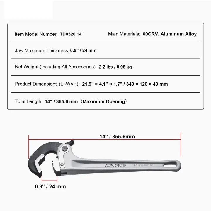 SucceBuy Juego de llaves para tubos, ajustables para plomería, mandíbula de alta resistencia, mango ergonómico, para tuberías de agua y reparaciones de automóviles - 1