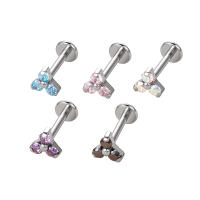 1Pc G23 titanium de la Piedra del zircon de triángulo labret stud helix cartílago de la oreja pendientes labio anillo bar joyería piercing del cuerpo - details 2