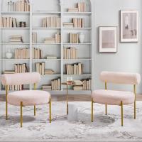Silla de comedor tapizada, silla relax con estructura reforzada, 136 kg de capacidad, asiento y respaldo acolchados de bouclé para sala, dormitorio, cocina, blanco. - details 22