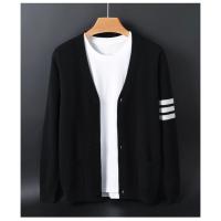 Cárdigan de lana importado australiano para hombre, chaqueta informal holgada con cuello en V para otoño e invierno, suéter de talla grande a rayas de colores a la moda - details 21