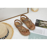 Sandalias planas étnicas de gran tamaño para mujer estilo diamantes de imitación de verano - details 17