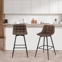 Silla de Cocina Alta con Resalto Paquete de 2 Marco de Metal Asiento de Cuero Sintético - details 1