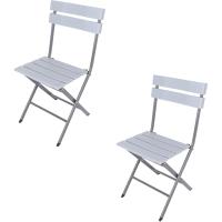 Set 2 Sillas De Exterior, Sillas Plegables, Acero Plástico, Gris Claro, Ahorro De Espacio, para Balcón Camping - Dimensiones AxANxFON: 78 x 37 x 45 cm - Art - details 0