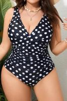 Traje de baño de talla grande 4XL, traje de baño de una pieza, cuello en V, cintura alta, control de barriga, para mujer, sexy, cruzado - details 5