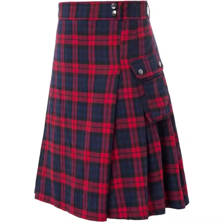 Falda de Fiesta Escocesa Unisex Falda Plisada con Bolsillos - 1