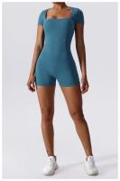 Mono de Yoga de Manga Corta para Mujer Ajustado Secado Rápido Entrenamiento de Danza Traje de Fitness Conjunto de Salto Alto Material Exterior de Nylon - details 10