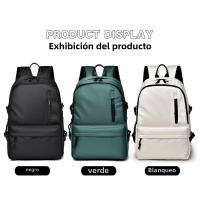 Bolsos para mujer - Escolares, Gran Capacidad, Moda Vuelta al Cole, Diseño Sencillo, Negro/Gris - details 1