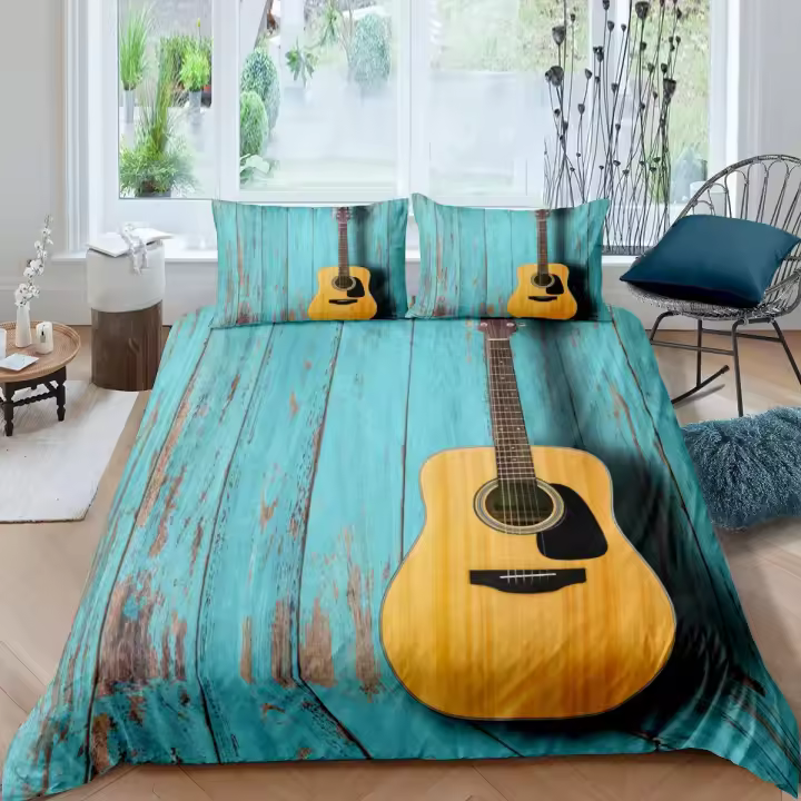 Juego de Ropa de Cama de Punta de Rock Punk 3PCS Funda de Almohada de Rayas Blancas - 1