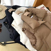 Women winter cotton vest warm coat stand collar zipper sleeveless jacket overcoat loose drawstring waistcoat - details 4