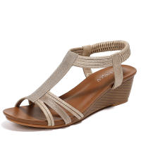 Sandalia One Belt Sandalias romanas informales Nueva moda media Zapatos cómodos de tacón inclinado para mujer - details 2