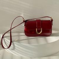 Bolso cruzado retro para mujer Bolso de mano sólido de lujo con correa y solapa, bolso rojo para axila - details 0