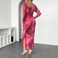 Mia Muse primavera moda ajustado contraste de color manga larga fuera del hombro abertura lateral abrigo Midi vestidos de fiesta para mujer - details 10