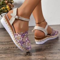 Sandalias de mujer con espalda descubierta y correa hueca, talla grande, informales, transpirables, versátiles, cómodas, con suela gruesa y cuña - details 0