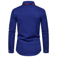 Camisa de Cuadros a Rayas para Hombres Negocios Casuales con Estilo Social Material de Poliéster - details 22