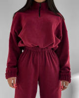2025 primavera y otoño nueva ropa de mujer moda casual suelta cremallera cuello alto suéter conjunto de dos piezas. - details 6