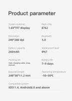 Reloj inteligente con pantalla completamente táctil de 1,69 pulgadas, oxígeno, presión arterial, prueba de frecuencia cardíaca, recordatorio de llamadas entrantes, IP67 - details 13