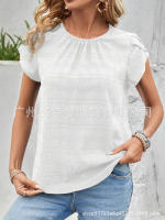 Moda mujer Primavera Verano nueva pétalo redondo elegante rt manga Top - details 17
