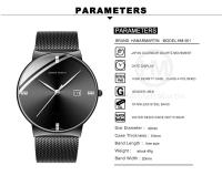 Reloj de Negocios Elegante de Acero Inoxidable Resistente al Agua, Movimiento de Cuarzo, Correa de Cuero Marca Superior - details 7