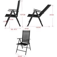 plegable de aluminio con respaldo alto reclinable con 7 posiciones, Carbón y Negro Transparente set de 2 - details 2