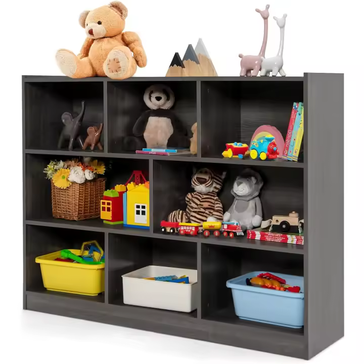 Estantería Infantil de 3 Niveles Organizador de Juegos de Madera Mueble Multiuso para Libros y Juegos 122 x 32 x 93 cm Blanco - 1