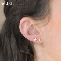 3Pcs Pendientes De Estrella Y Luna Pequeña En Acero Inoxidable Joyería Diaria Para Adolescentes Regalo De Cumpleaños Para Mujer Bijoux - details 6