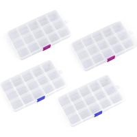 Cajas de Almacenamiento de Plástico Ajustables 4 Piezas, 15 Compartimentos, Organizador Pequeño - details 0
