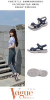 Nuevas sandalias de cuero para mujer, zapatillas deportivas con tacón inclinado, velcro ligero de gran tamaño para mujer - details 7