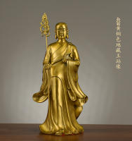 Bodhisattva Ksitigarbha de cobre puro en la montaña Jiuhua, con una gran decoración de la estatua de bronce de los Tres Santos Samantabhadra - details 4