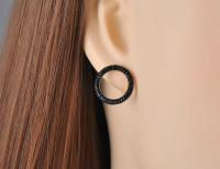 Pendientes De Acero Inoxidable JeeMango Forma Redonda Color Rosa Oro Cristal De Arcilla Blanca/Black Regalo De Navidad Para Mujer - details 7
