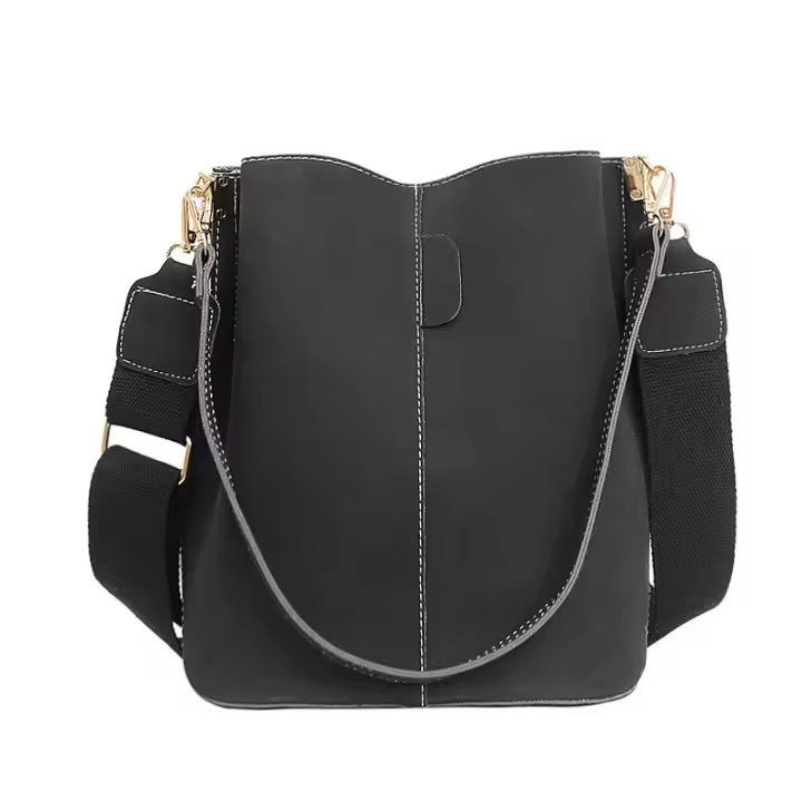 Bolsa para Mujeres Sencilla Tipo Cubo - Bolsa de Mano y Hombro, Material en Piel Abrasivada, Estilo Vintage Euroamericano, Tamaño Grande - 1