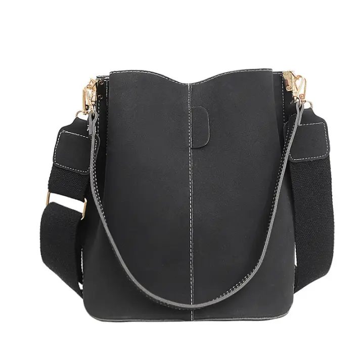 Bolsa para Mujeres Sencilla Tipo Cubo - Bolsa de Mano y Hombro, Material en Piel Abrasivada, Estilo Vintage Euroamericano, Tamaño Grande - 1