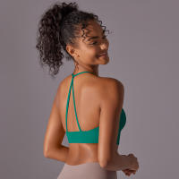 Hamidou Top deportivo para mujer, chaleco Yuga colgante con cuello, decoración triangular, Top deportivo con espalda bonita, Top corto a prueba de golpes para reunión - details 35