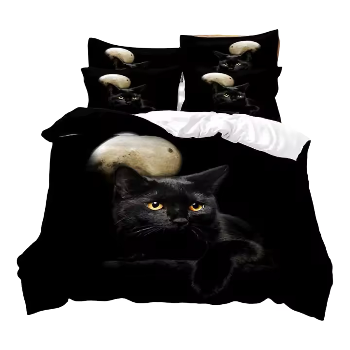 Juego de Ropa de Cama de Gato Conjunto de Cama de Algodón con Funda de Edredón - 1