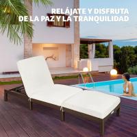 Taburete de Jardín Exterior de Ratán y Acero Tumbona de Piscina con Resaldo Ajustable en 6 Posiciones Tumbona de Playa Estable y Resistente a Intemperie Limpieza Fácil - details 38