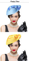 Sombrero de Fedora Floral de Lujo Accesorio de Cabello para Mujer para Fiesta de Cóctel, Derby, Bodas, Festivales de Caballo Limpieza Seca, Algodón Exterior, Poliéster Forro - details 0