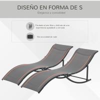 Plegables Tumbonas de Jardín con Marco de Aluminio en Forma de S Carga de 120 kg para Piscina Patio Terraza 165x61x63 cm Gris Oscuro - details 4
