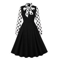 Elegante Vestido de Moda Retro de Tiempo de Verano-Otoño Hepburn Manga Larga, Cuello con Lazo, Estilo Rockabilly Sexy para Mujeres - details 1