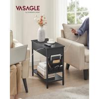 Mesa Adicional Lateral Estrecha con Multienchufe Juego de 2, Mesa de Noche con Puertos USB, Bolsos, Marrón Rústico y Negro LCT647B01 - details 11
