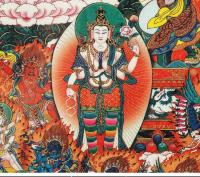 Retreto de Tsongkhapa Thangka Estilo Xizang Tantrico Budismo Bordado de Nepal - details 7