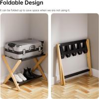 Maletas, Portaequipajes Bambú con 5 correas, Reposa Maletas para Hogar Hotel, Soporta hasta 60kg (2, Natural) - details 2