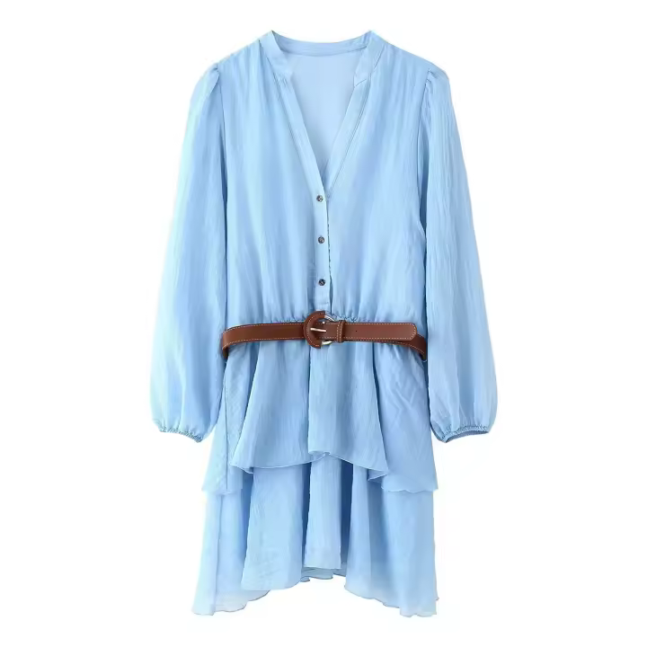 Ropa de mujer europea y americana cinturón popular con vestido decorativo laminado - 1