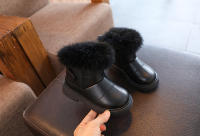 Botas cálidas de terciopelo para niños pequeños, zapatos impermeables de cuero para la nieve, exteriores, Invierno - details 7