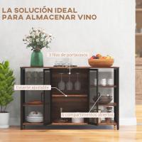 Mueble de Cocina Industrial Buffet Auxiliar con 6 Estantes Abiertos Porta Copas y Estante Ajustable para Bar Comedor 120x40x76 cm Marrón - details 3
