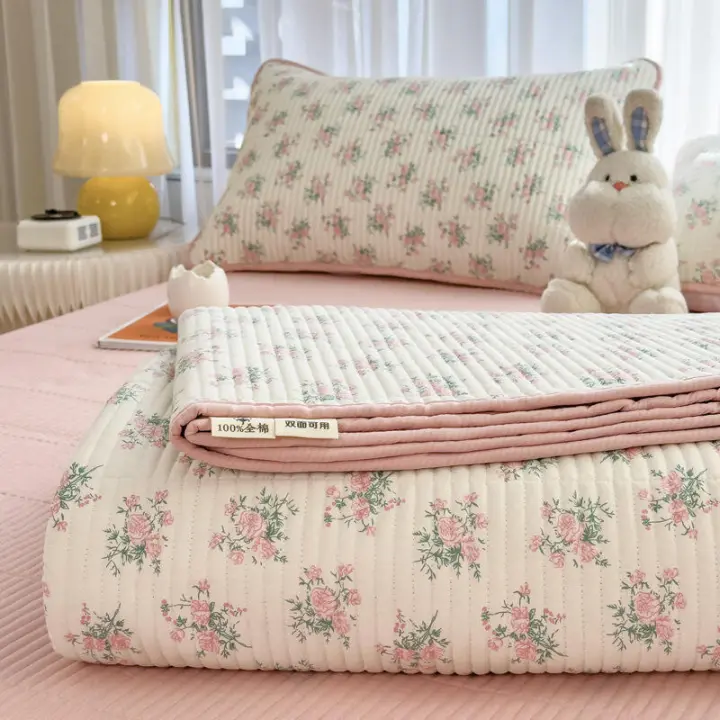 Sábana de Algodón Puro de Alta Calidad Diseño de Cama de Un Solo Pieza Suave y Acolchada - 1