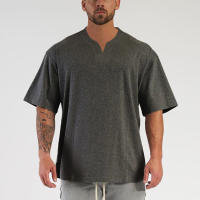 Hombres de moda de verano Casual pollo corazón cuello gran tamaño flojo Hip Hop algodón gimnasio de musculación camiseta de talla grande - details 8
