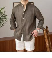 Camisa de Lino para Hombre Verano 2025 Cuello Henley Elegante Manga Larga Transpirable - details 7