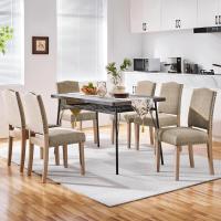 Juego de 4 sillas de comedor con respaldo alto, sillas de cocina, patas de madera maciza, diseño clásico, con botones bronceados, sillones y sillas para salón, asientos tapizados - details 43