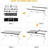 Mesa plegable enrollable de camping de aluminio portátil con bolsa de transporte - Mesa de picnic con soporte de hasta 80 kg - details 27